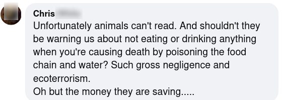 Social media comment about spraying glyphosate in Tahoe