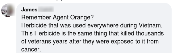 Social media comment about spraying glyphosate in Tahoe