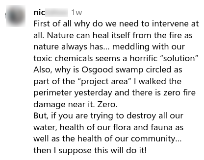 Social media comment about spraying glyphosate in Tahoe