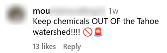 Social media comment about spraying glyphosate in Tahoe
