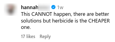 Social media comment about spraying glyphosate in Tahoe