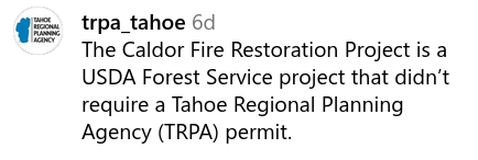 Social media comment about spraying glyphosate in Tahoe