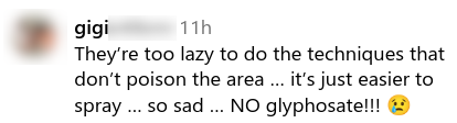 Social media comment about spraying glyphosate in Tahoe