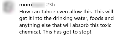 Social media comment about spraying glyphosate in Tahoe