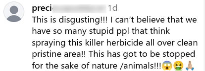Social media comment about spraying glyphosate in Tahoe