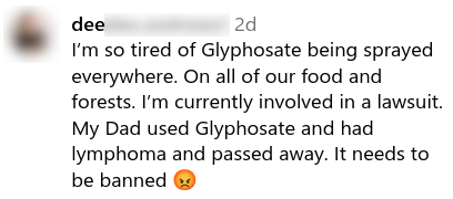 Social media comment about spraying glyphosate in Tahoe