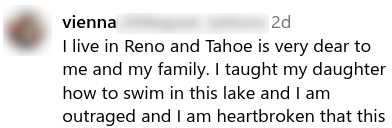 Social media comment about spraying glyphosate in Tahoe