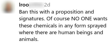 Social media comment about spraying glyphosate in Tahoe