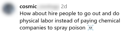 Social media comment about spraying glyphosate in Tahoe