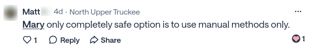 Social media comment about spraying glyphosate in Tahoe