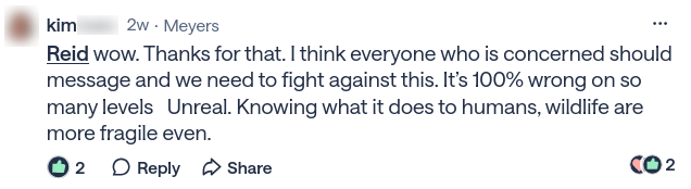 Social media comment about spraying glyphosate in Tahoe