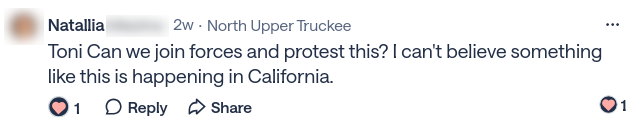 Social media comment about spraying glyphosate in Tahoe