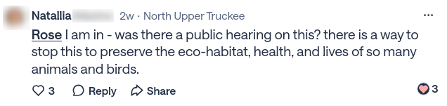 Social media comment about spraying glyphosate in Tahoe