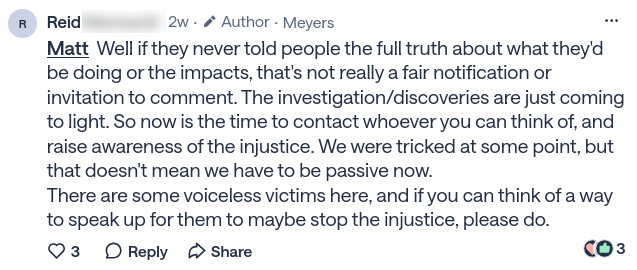 Social media comment about spraying glyphosate in Tahoe